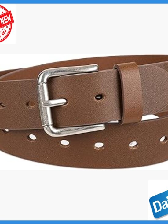 Leather Work Belt Adjustable Perforated Roller Buckle Small